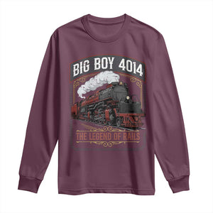 Retro Emblem Classic Steam Train Long Sleeve Shirt Locomotive Heritage Pride Legend of the Rails TS02 Maroon Print Your Wear