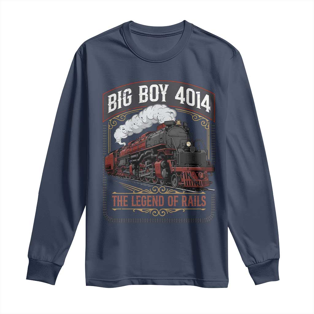 Retro Emblem Classic Steam Train Long Sleeve Shirt Locomotive Heritage Pride Legend of the Rails TS02 Navy Print Your Wear