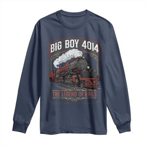 Retro Emblem Classic Steam Train Long Sleeve Shirt Locomotive Heritage Pride Legend of the Rails TS02 Navy Print Your Wear