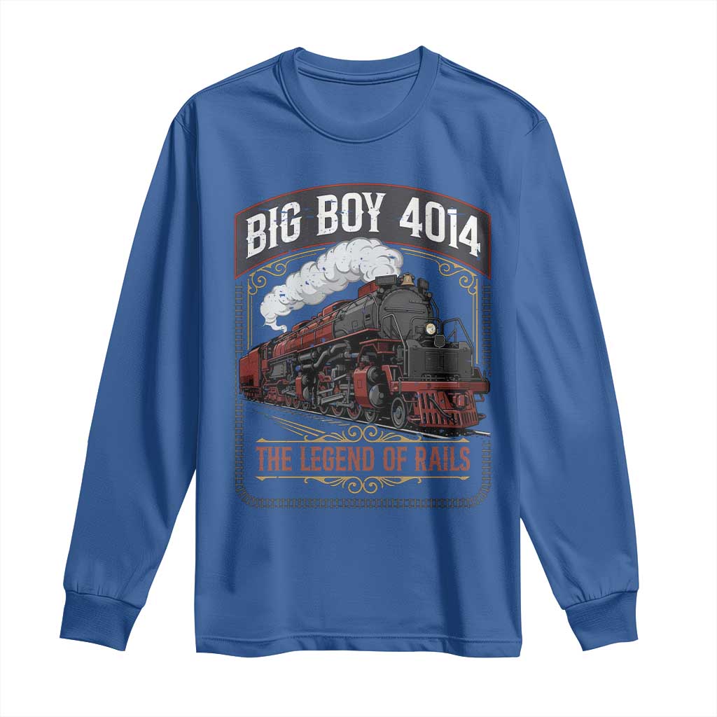 Retro Emblem Classic Steam Train Long Sleeve Shirt Locomotive Heritage Pride Legend of the Rails TS02 Royal Blue Print Your Wear