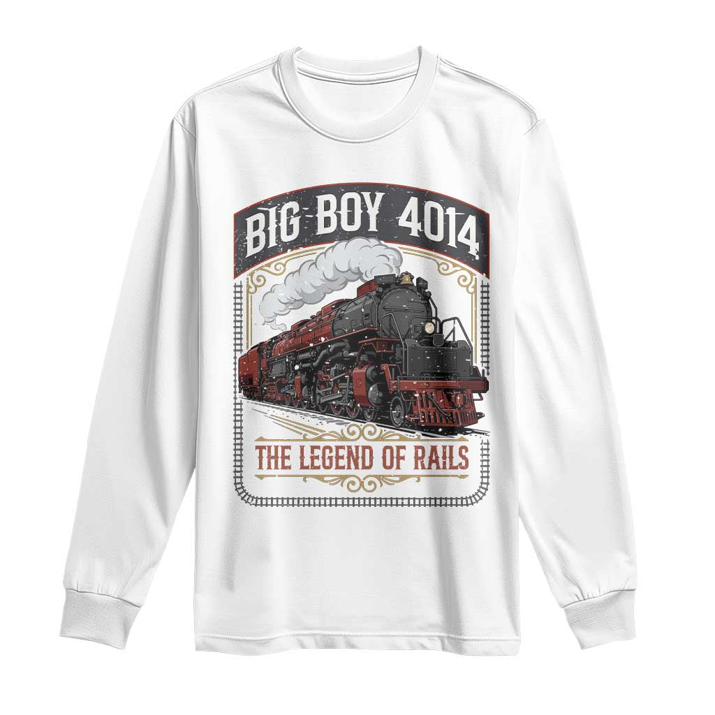 Retro Emblem Classic Steam Train Long Sleeve Shirt Locomotive Heritage Pride Legend of the Rails TS02 White Print Your Wear