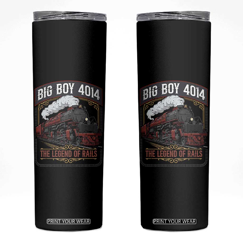 Retro Emblem Classic Steam Train Skinny Tumbler Locomotive Heritage Pride Legend of the Rails TS02 Black Print Your Wear