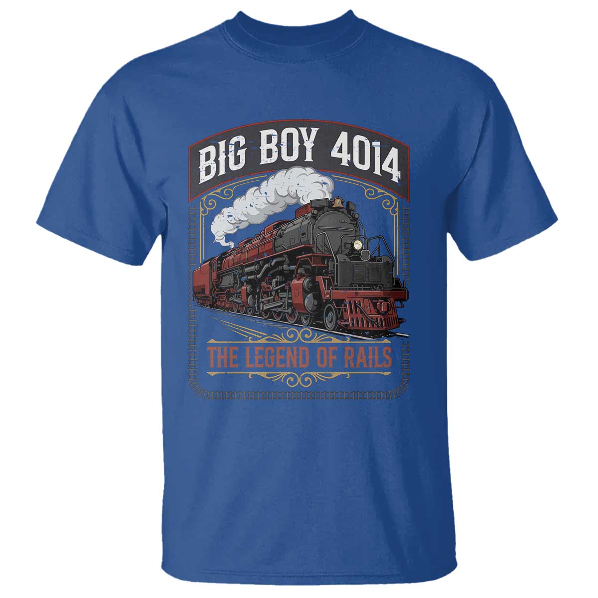 Retro Emblem Classic Steam Train T Shirt Locomotive Heritage Pride Legend of the Rails TS02 Royal Blue Print Your Wear