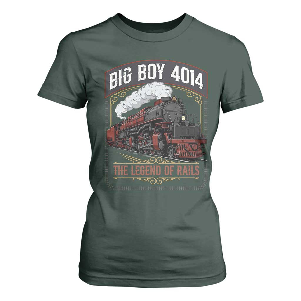 Retro Emblem Classic Steam Train T Shirt For Women Locomotive Heritage Pride Legend of the Rails TS02 Dark Forest Green Print Your Wear