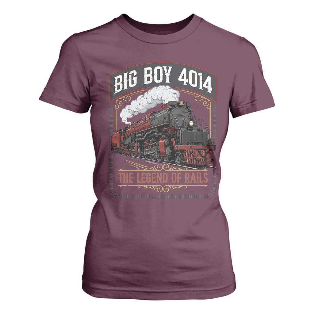 Retro Emblem Classic Steam Train T Shirt For Women Locomotive Heritage Pride Legend of the Rails TS02 Maroon Print Your Wear