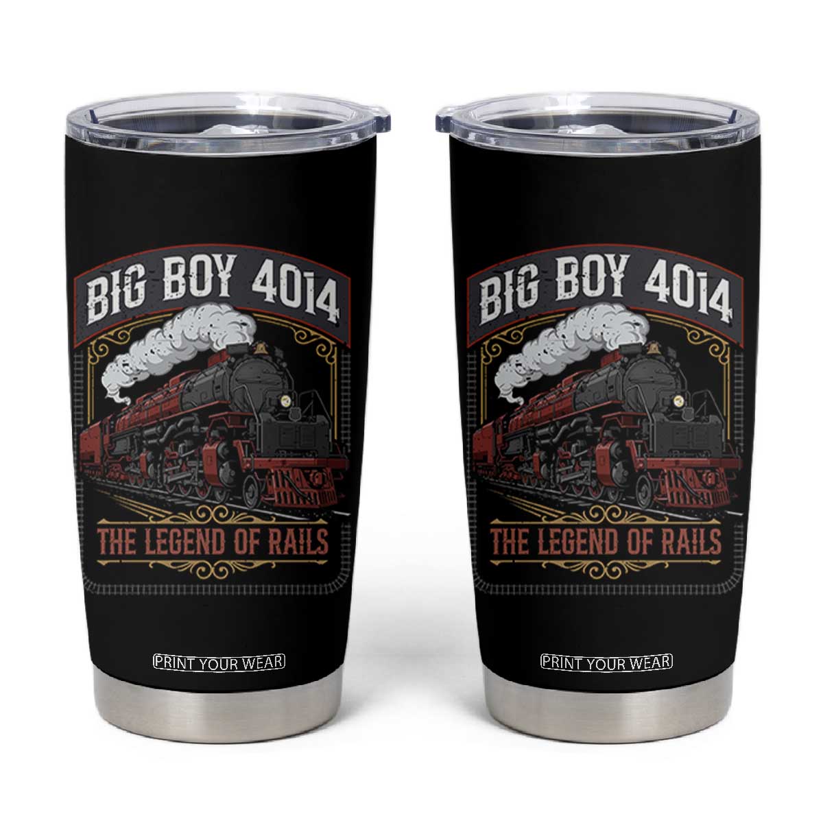 Retro Emblem Classic Steam Train Tumbler Cup Locomotive Heritage Pride Legend of the Rails TS02 Black Print Your Wear