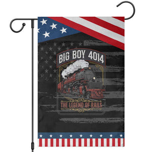 Retro Emblem Classic Steam Train Patriotic Garden Flag Locomotive Heritage Pride Legend of the Rails TS02 Distressed Black Blue Print Your Wear