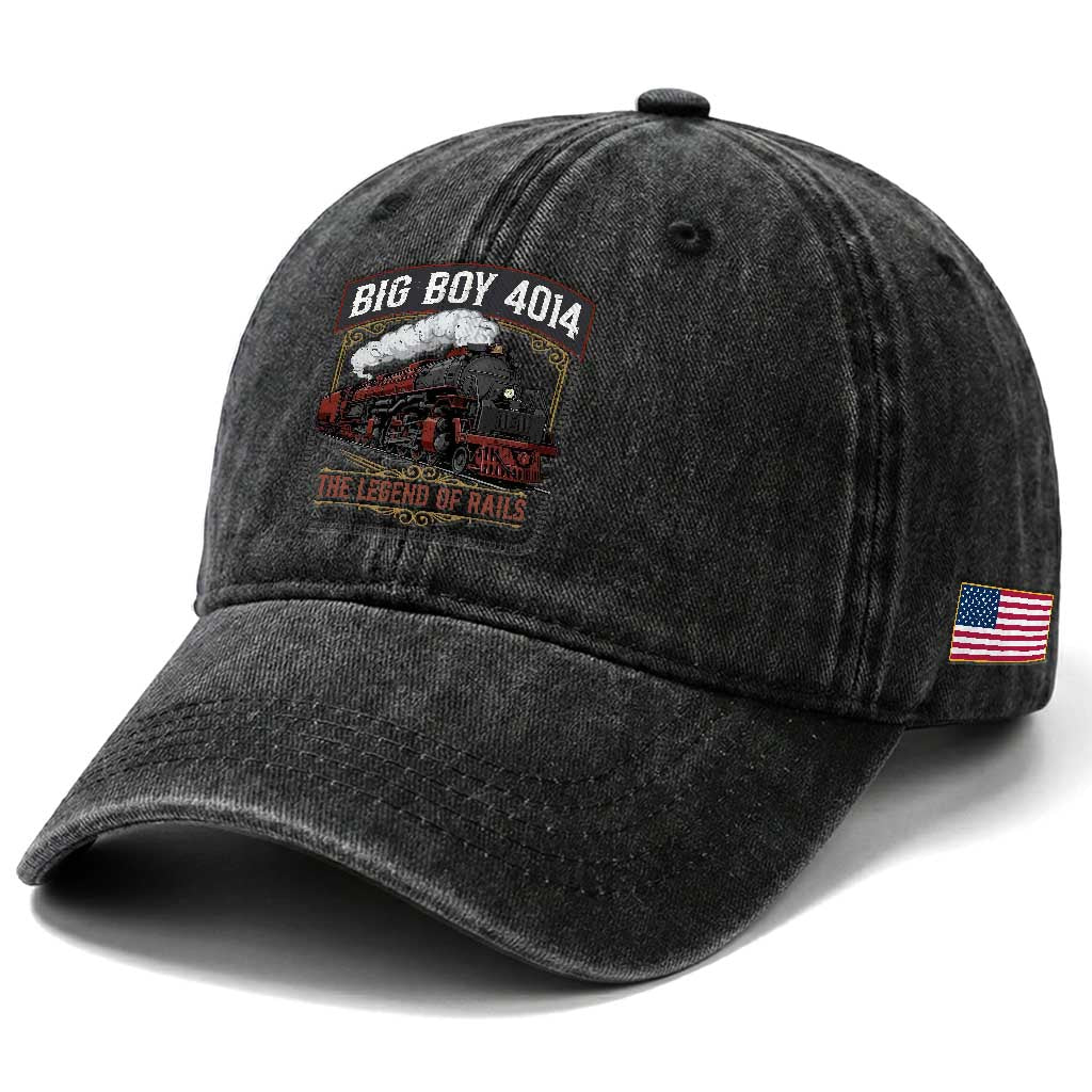 Retro Emblem Classic Steam Train Washed Cotton Baseball Cap Locomotive Heritage Pride Legend of the Rails TS02 Print Your Wear