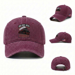 Retro Emblem Classic Steam Train Washed Cotton Baseball Cap Locomotive Heritage Pride Legend of the Rails TS02 Washed Cap Universal Fit Burgundy Print Your Wear