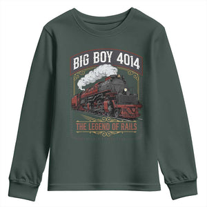 Retro Emblem Classic Steam Train Youth Sweatshirt Locomotive Heritage Pride Legend of the Rails TS02 Dark Forest Green Print Your Wear