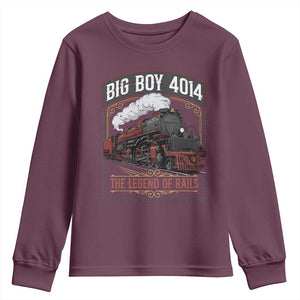 Retro Emblem Classic Steam Train Youth Sweatshirt Locomotive Heritage Pride Legend of the Rails TS02 Maroon Print Your Wear