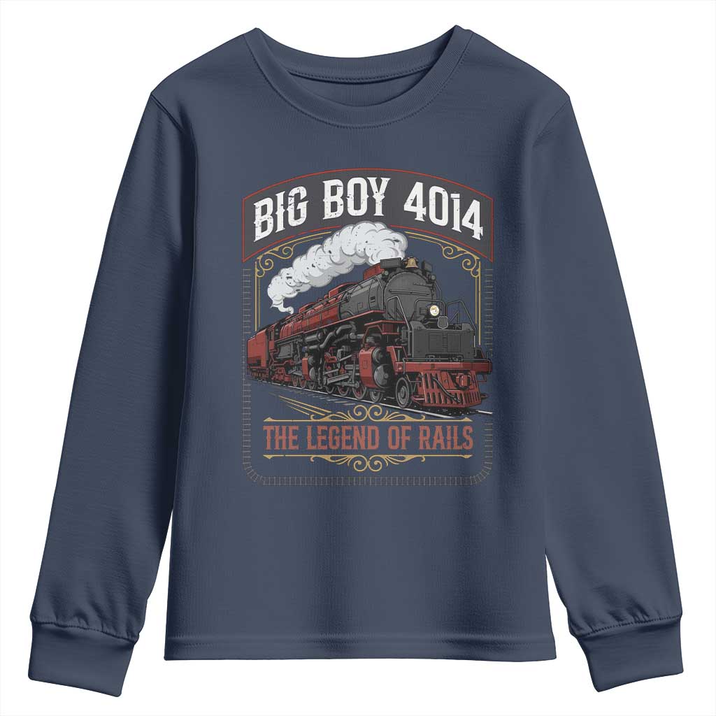 Retro Emblem Classic Steam Train Youth Sweatshirt Locomotive Heritage Pride Legend of the Rails TS02 Navy Print Your Wear