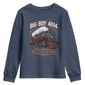 Retro Emblem Classic Steam Train Youth Sweatshirt Locomotive Heritage Pride Legend of the Rails TS02 Navy Print Your Wear