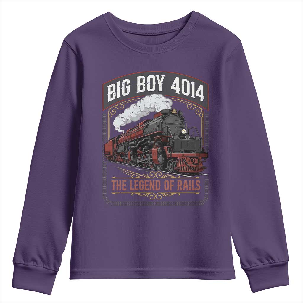 Retro Emblem Classic Steam Train Youth Sweatshirt Locomotive Heritage Pride Legend of the Rails TS02 Purple Print Your Wear