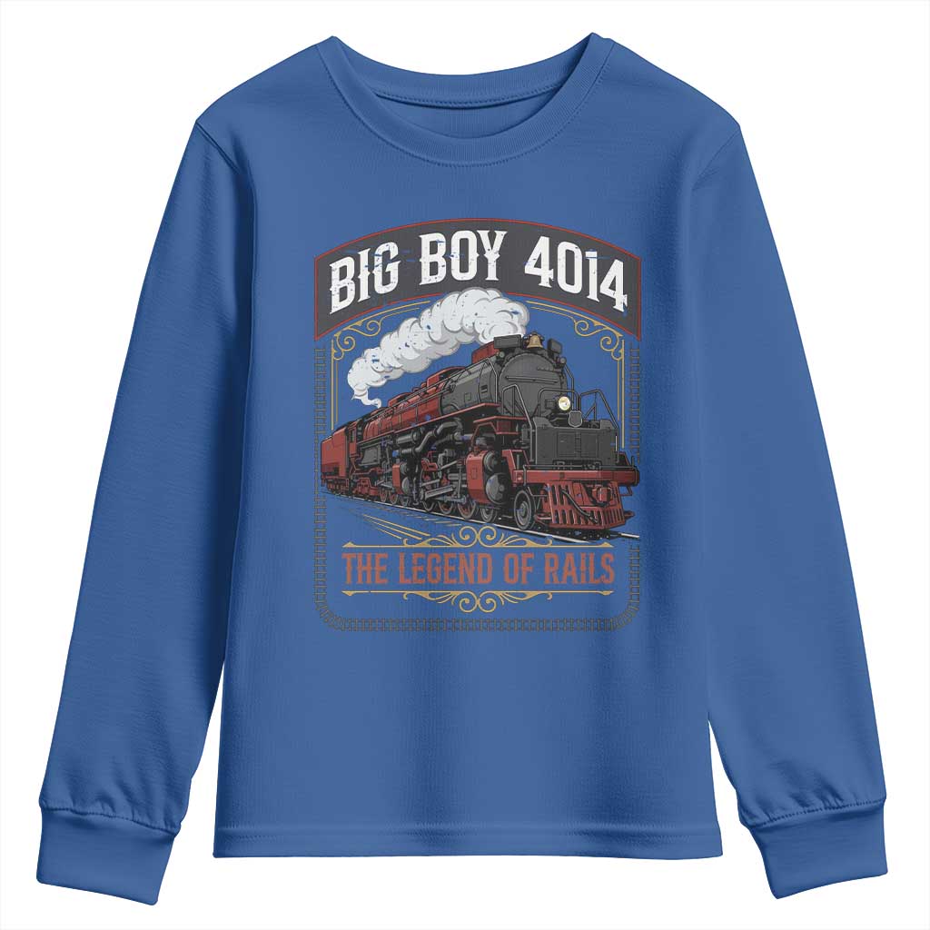 Retro Emblem Classic Steam Train Youth Sweatshirt Locomotive Heritage Pride Legend of the Rails TS02 Royal Blue Print Your Wear