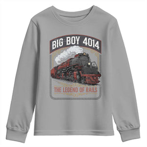 Retro Emblem Classic Steam Train Youth Sweatshirt Locomotive Heritage Pride Legend of the Rails TS02 Sport Gray Print Your Wear