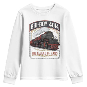 Retro Emblem Classic Steam Train Youth Sweatshirt Locomotive Heritage Pride Legend of the Rails TS02 White Print Your Wear
