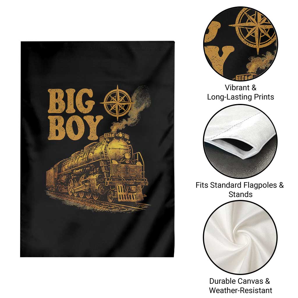Vintage American Steam Train Locomotive Legend Garden Flag Compass Adventure Heritage Pride Graphic TS02 Print Your Wear