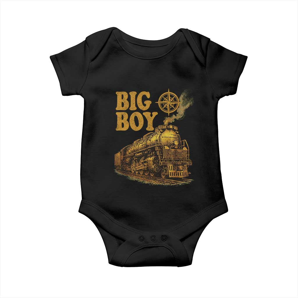 Vintage American Steam Train Locomotive Legend Baby Onesie Compass Adventure Heritage Pride Graphic TS02 Black Print Your Wear