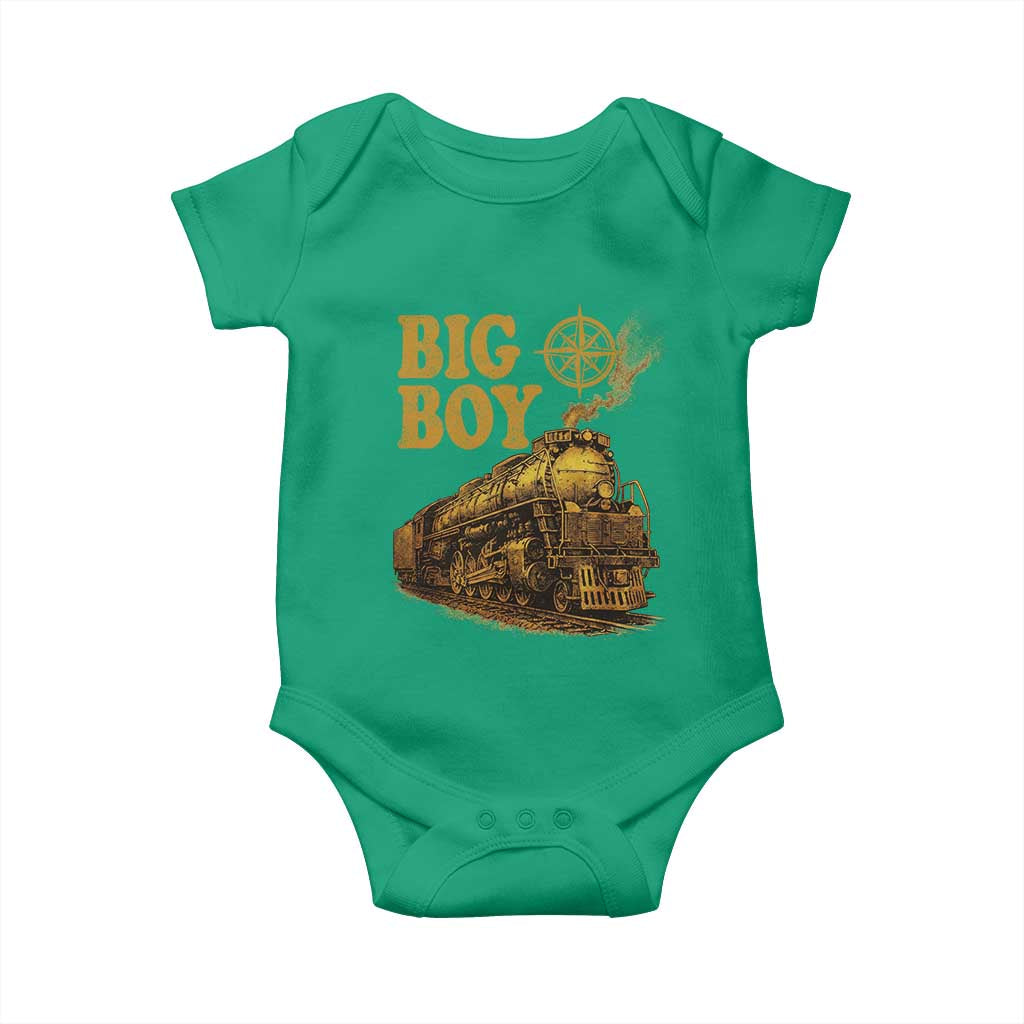 Vintage American Steam Train Locomotive Legend Baby Onesie Compass Adventure Heritage Pride Graphic TS02 Irish Green Print Your Wear