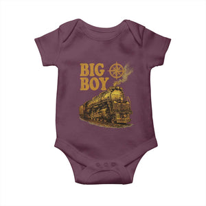 Vintage American Steam Train Locomotive Legend Baby Onesie Compass Adventure Heritage Pride Graphic TS02 Maroon Print Your Wear