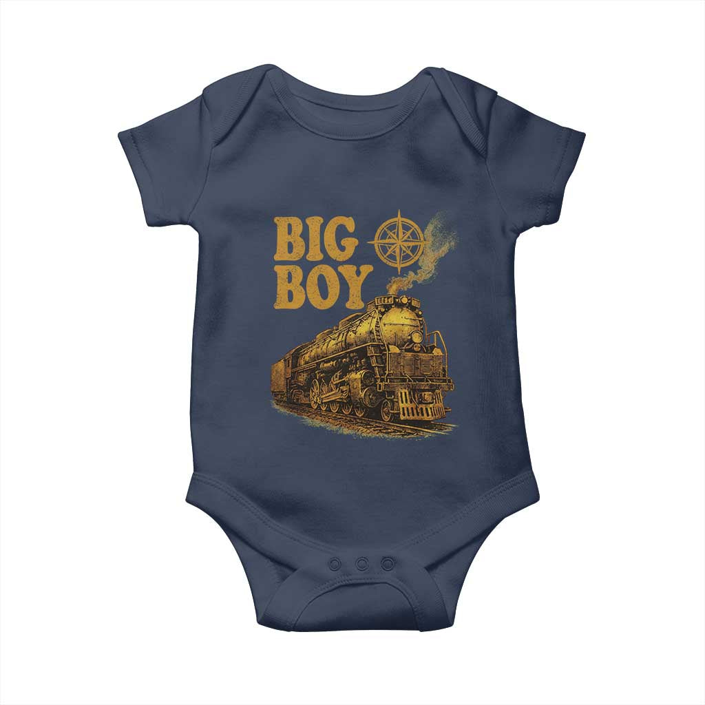 Vintage American Steam Train Locomotive Legend Baby Onesie Compass Adventure Heritage Pride Graphic TS02 Navy Print Your Wear