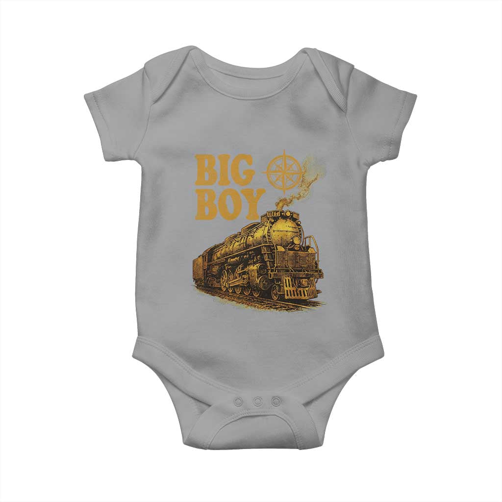 Vintage American Steam Train Locomotive Legend Baby Onesie Compass Adventure Heritage Pride Graphic TS02 Sport Gray Print Your Wear
