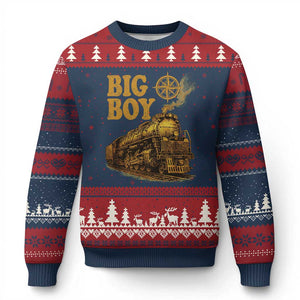 Vintage American Steam Train Locomotive Legend Ugly Christmas Sweater Compass Adventure Heritage Pride Graphic TS02 Navy Red Print Your Wear