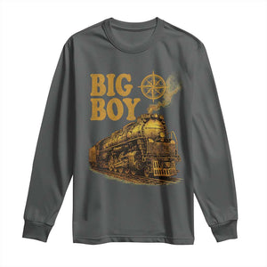 Vintage American Steam Train Locomotive Legend Long Sleeve Shirt Compass Adventure Heritage Pride Graphic TS02 Dark Heather Print Your Wear