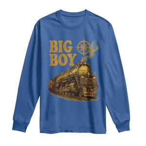 Vintage American Steam Train Locomotive Legend Long Sleeve Shirt Compass Adventure Heritage Pride Graphic TS02 Royal Blue Print Your Wear