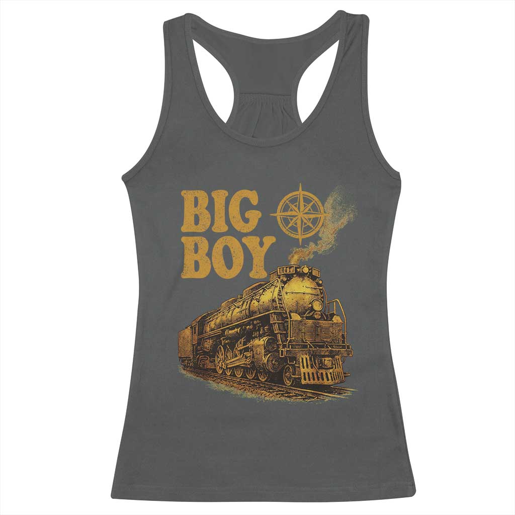 Vintage American Steam Train Locomotive Legend Racerback Tank Top Compass Adventure Heritage Pride Graphic TS02 Dark Heather Print Your Wear