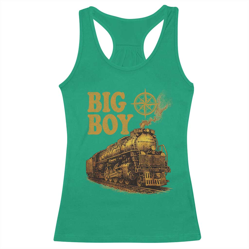 Vintage American Steam Train Locomotive Legend Racerback Tank Top Compass Adventure Heritage Pride Graphic TS02 Irish Green Print Your Wear