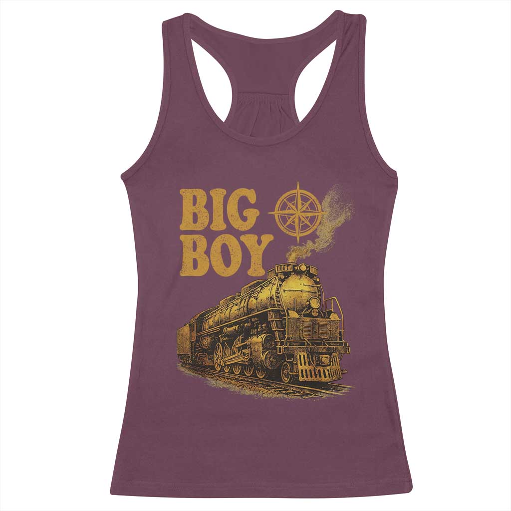 Vintage American Steam Train Locomotive Legend Racerback Tank Top Compass Adventure Heritage Pride Graphic TS02 Maroon Print Your Wear