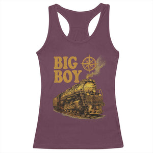 Vintage American Steam Train Locomotive Legend Racerback Tank Top Compass Adventure Heritage Pride Graphic TS02 Maroon Print Your Wear