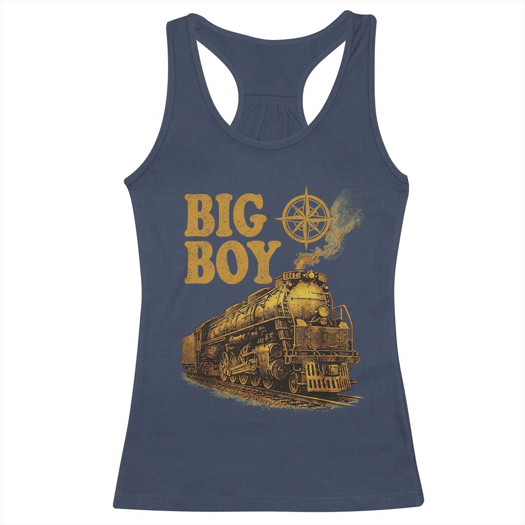 Vintage American Steam Train Locomotive Legend Racerback Tank Top Compass Adventure Heritage Pride Graphic TS02 Navy Print Your Wear