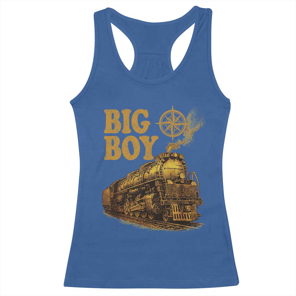 Vintage American Steam Train Locomotive Legend Racerback Tank Top Compass Adventure Heritage Pride Graphic TS02 Royal Blue Print Your Wear