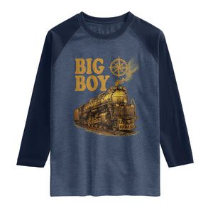 Vintage American Steam Train Locomotive Legend Raglan Shirt Compass Adventure Heritage Pride Graphic TS02 Heather Denim Navy Print Your Wear