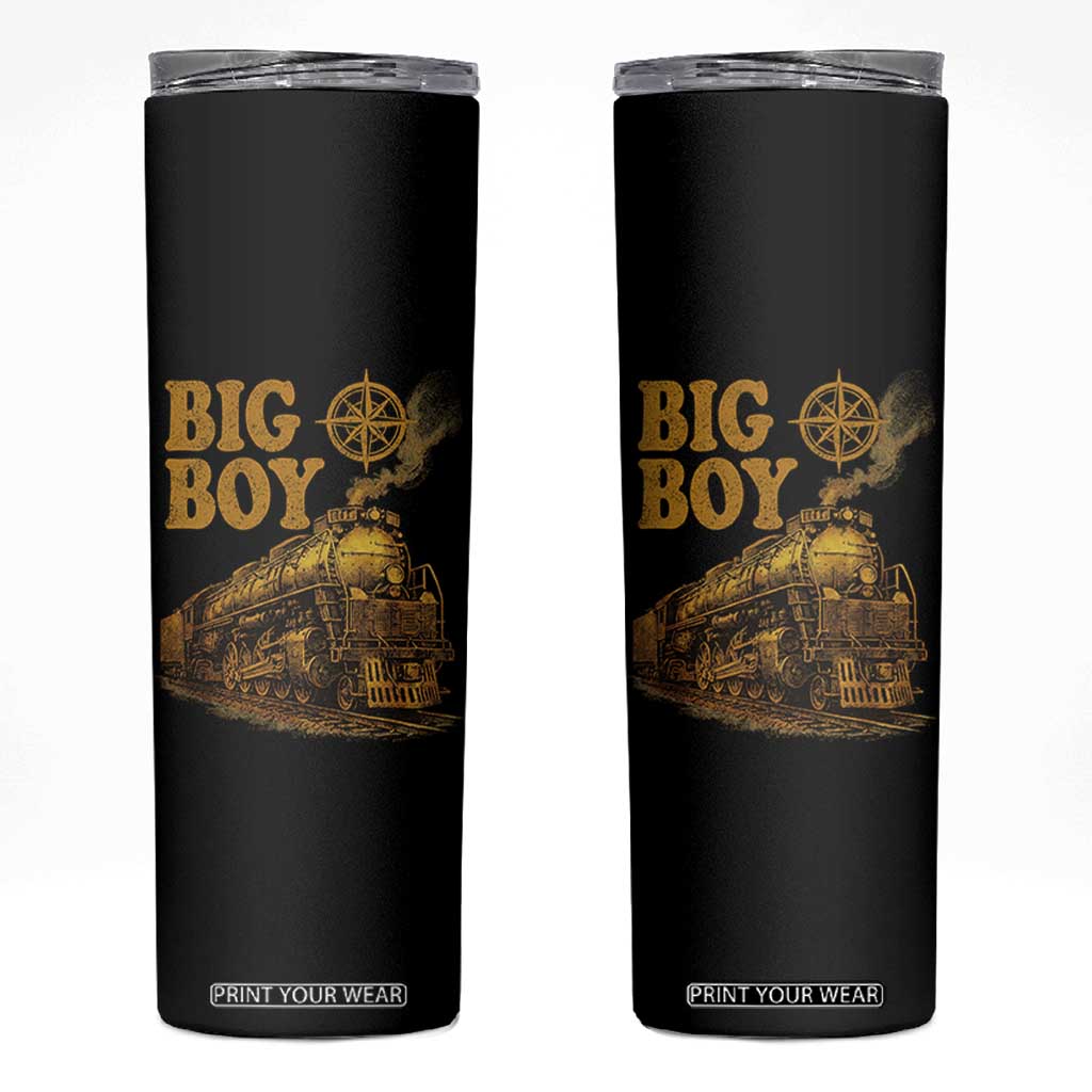 Vintage American Steam Train Locomotive Legend Skinny Tumbler Compass Adventure Heritage Pride Graphic TS02 Black Print Your Wear
