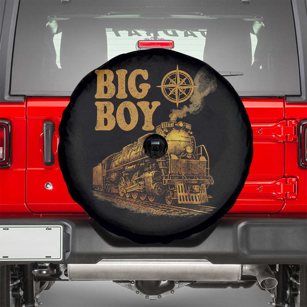 Vintage American Steam Train Locomotive Legend Spare Tire Cover Compass Adventure Heritage Pride Graphic TS02 Black Print Your Wear