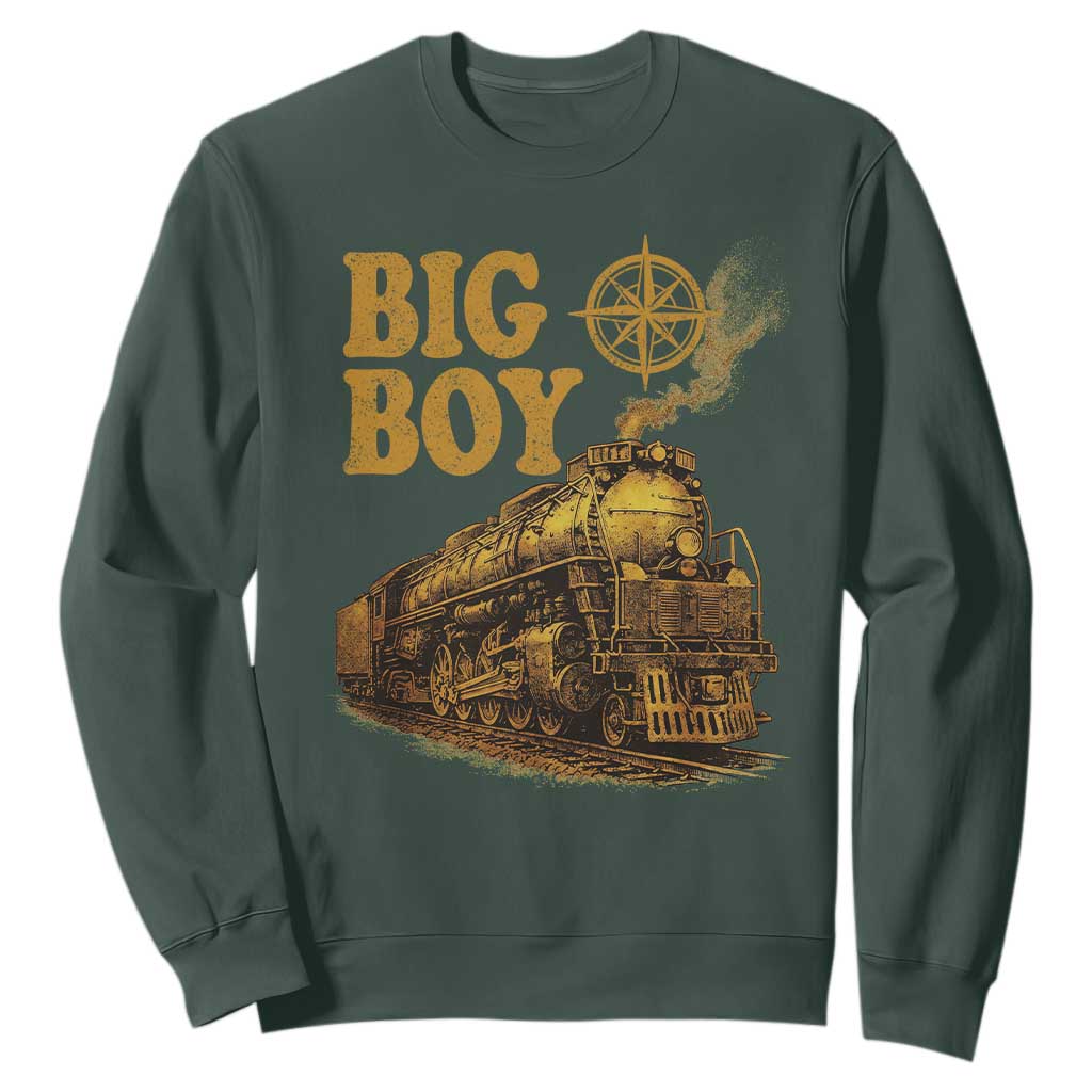 Vintage American Steam Train Locomotive Legend Sweatshirt Compass Adventure Heritage Pride Graphic TS02 Dark Forest Green Print Your Wear