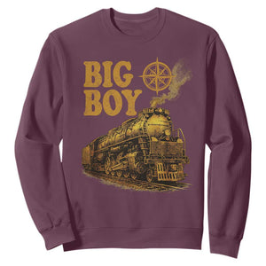 Vintage American Steam Train Locomotive Legend Sweatshirt Compass Adventure Heritage Pride Graphic TS02 Maroon Print Your Wear