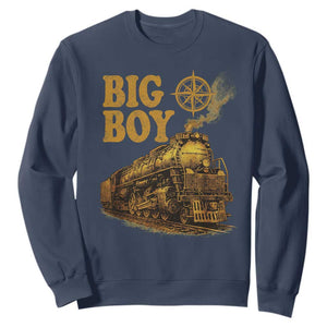 Vintage American Steam Train Locomotive Legend Sweatshirt Compass Adventure Heritage Pride Graphic TS02 Navy Print Your Wear