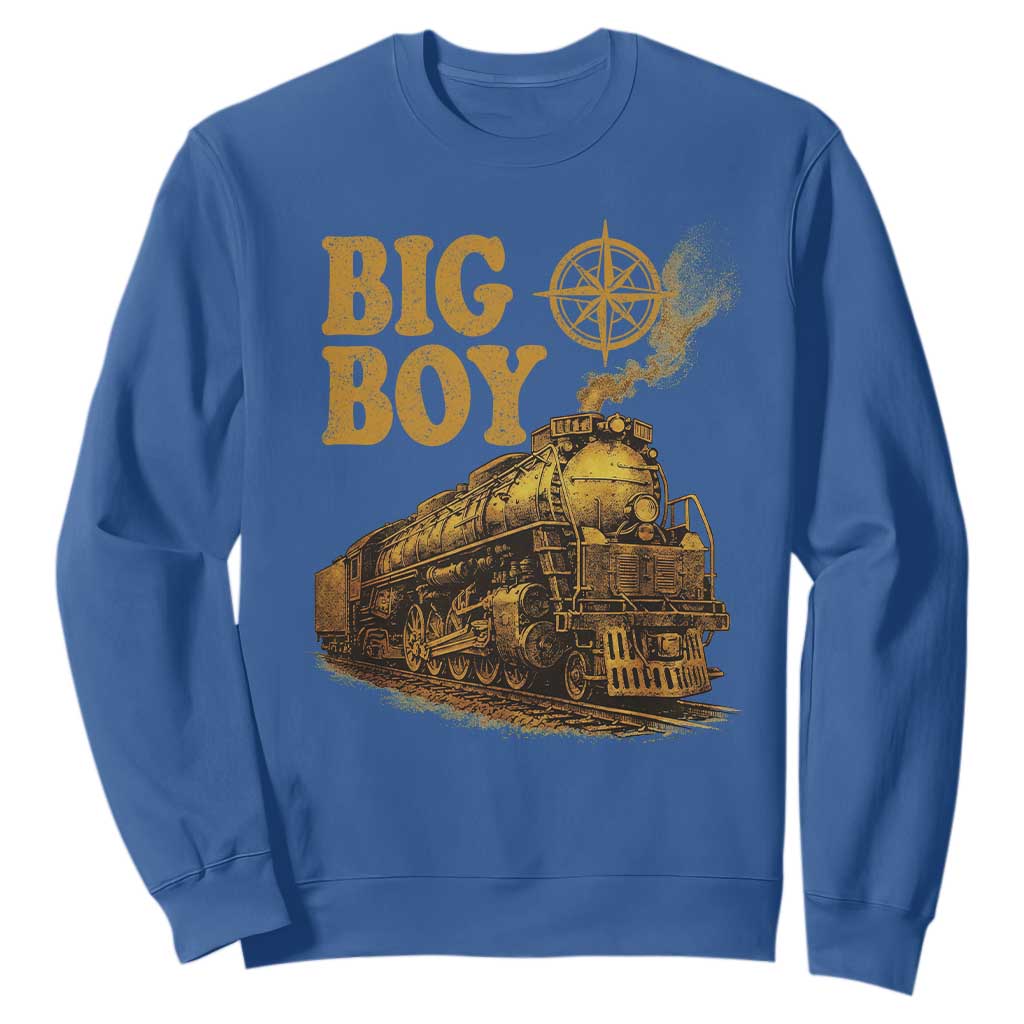 Vintage American Steam Train Locomotive Legend Sweatshirt Compass Adventure Heritage Pride Graphic TS02 Royal Blue Print Your Wear