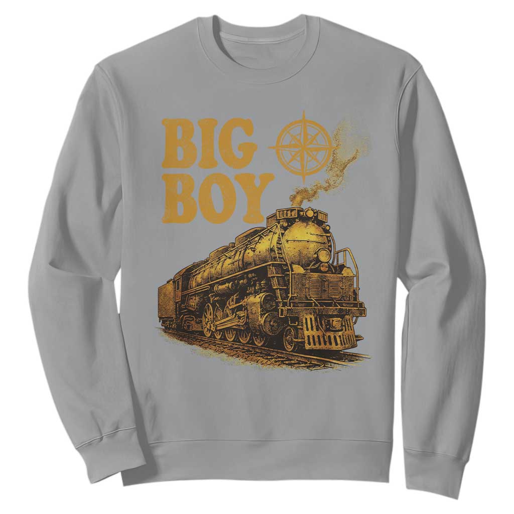 Vintage American Steam Train Locomotive Legend Sweatshirt Compass Adventure Heritage Pride Graphic TS02 Sport Gray Print Your Wear