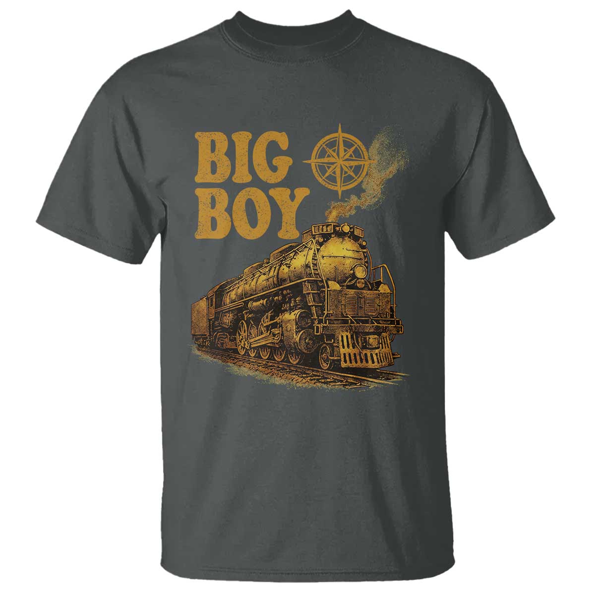 Vintage American Steam Train Locomotive Legend T Shirt Compass Adventure Heritage Pride Graphic TS02 Dark Heather Print Your Wear