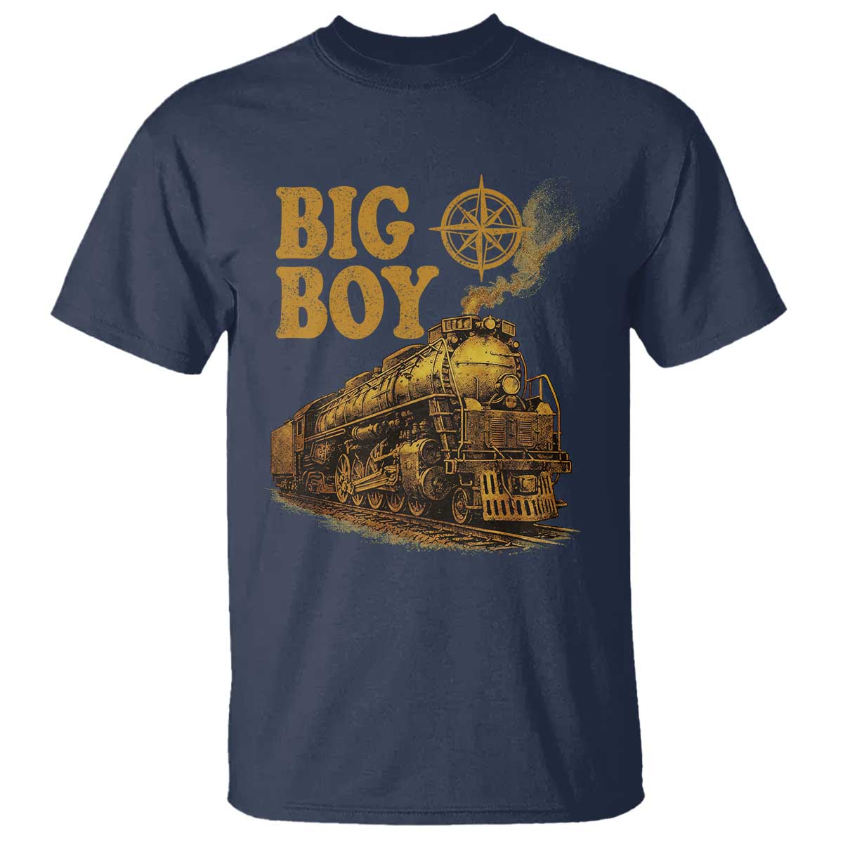 Vintage American Steam Train Locomotive Legend T Shirt Compass Adventure Heritage Pride Graphic TS02 Navy Print Your Wear