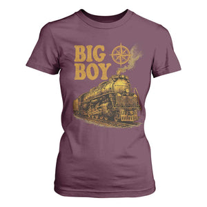 Vintage American Steam Train Locomotive Legend T Shirt For Women Compass Adventure Heritage Pride Graphic TS02 Maroon Print Your Wear