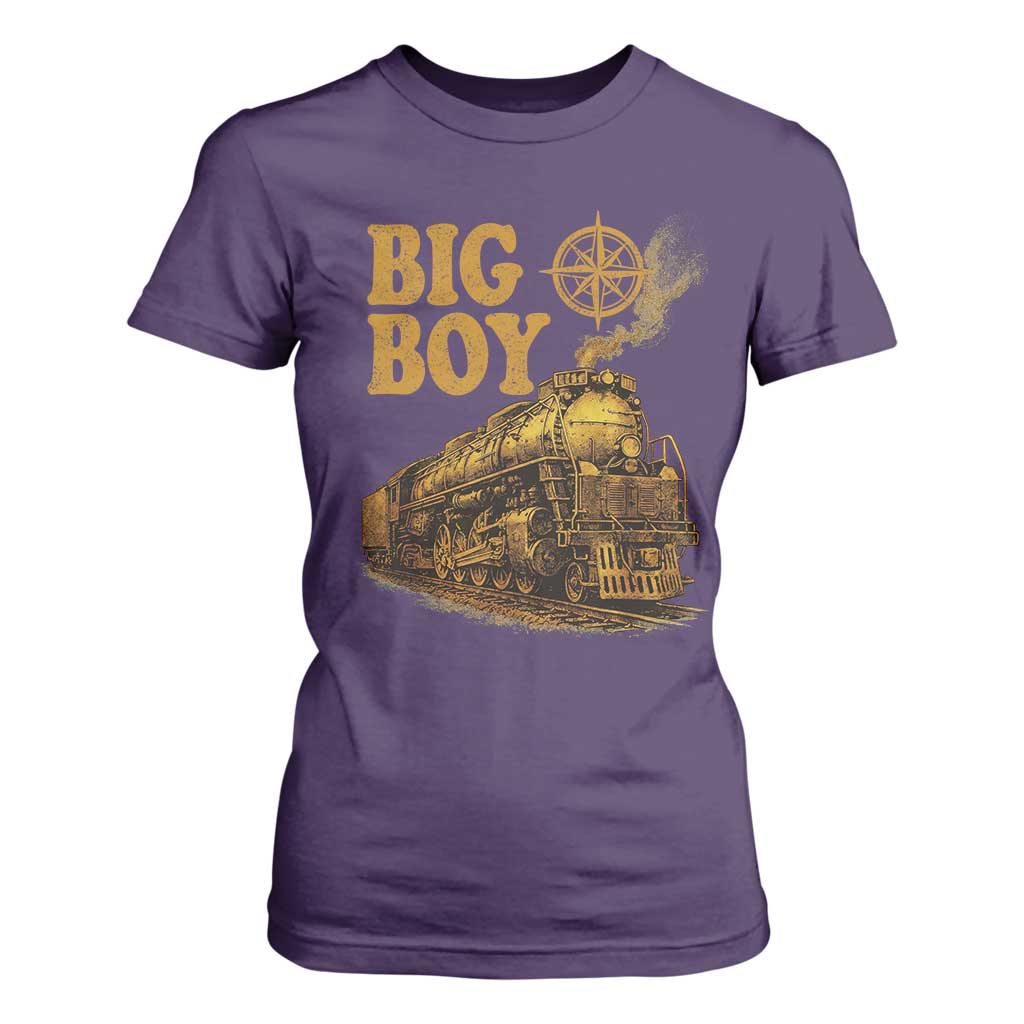 Vintage American Steam Train Locomotive Legend T Shirt For Women Compass Adventure Heritage Pride Graphic TS02 Purple Print Your Wear