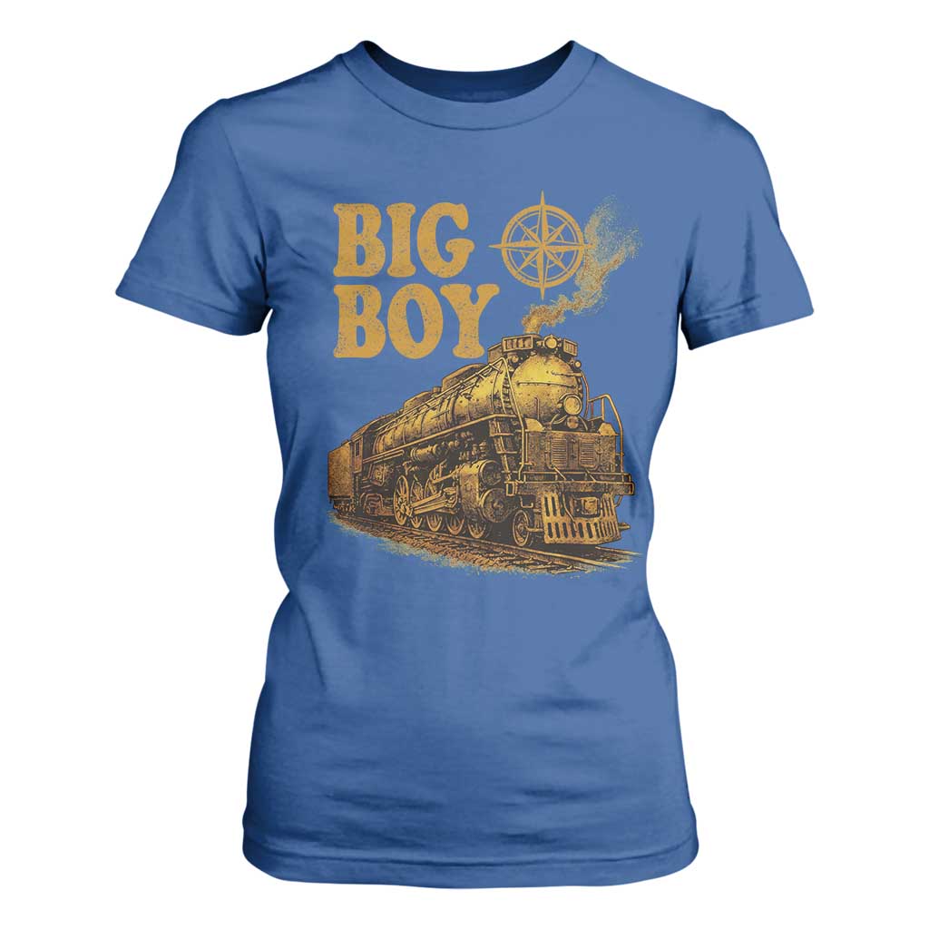 Vintage American Steam Train Locomotive Legend T Shirt For Women Compass Adventure Heritage Pride Graphic TS02 Royal Blue Print Your Wear