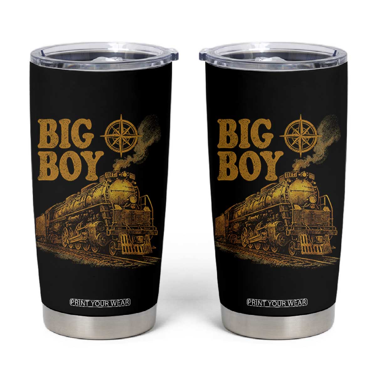 Vintage American Steam Train Locomotive Legend Tumbler Cup Compass Adventure Heritage Pride Graphic TS02 Black Print Your Wear